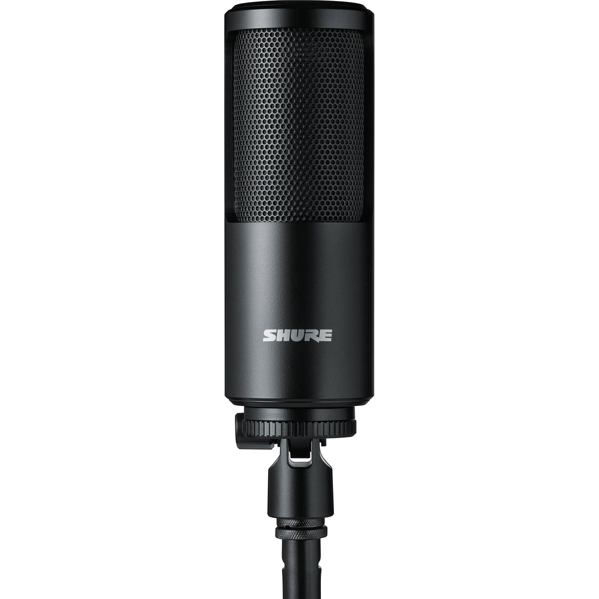 Shure SM4 condenser microphone with black body and grille, suitable for studio and live sound applications.