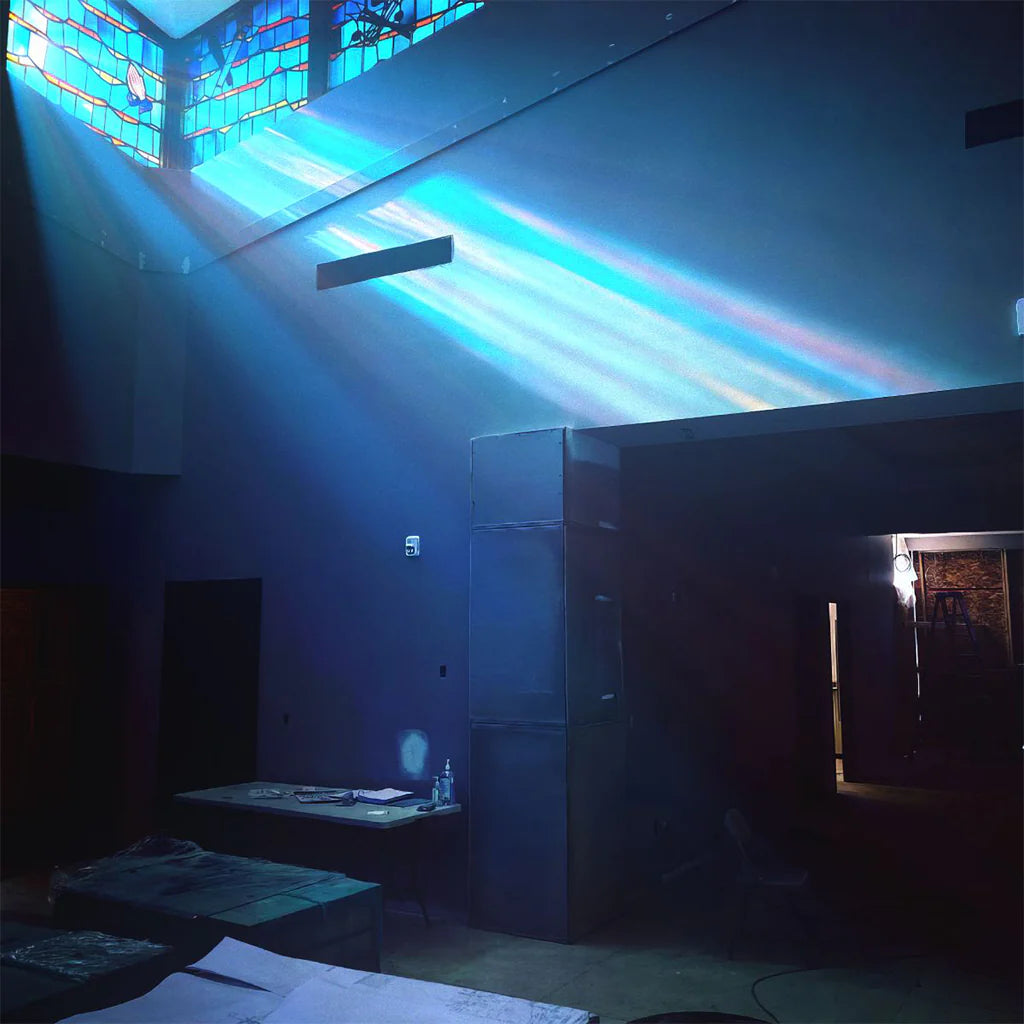 Black vinyl LP of John Maus "Later Than You Think" by Young, featuring album cover art with artist and title details.