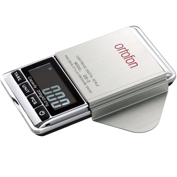 Ortofon DS-3 Digital Stylus Pressure Gauge for cartridge setup, featuring digital display and precision measurement tools.