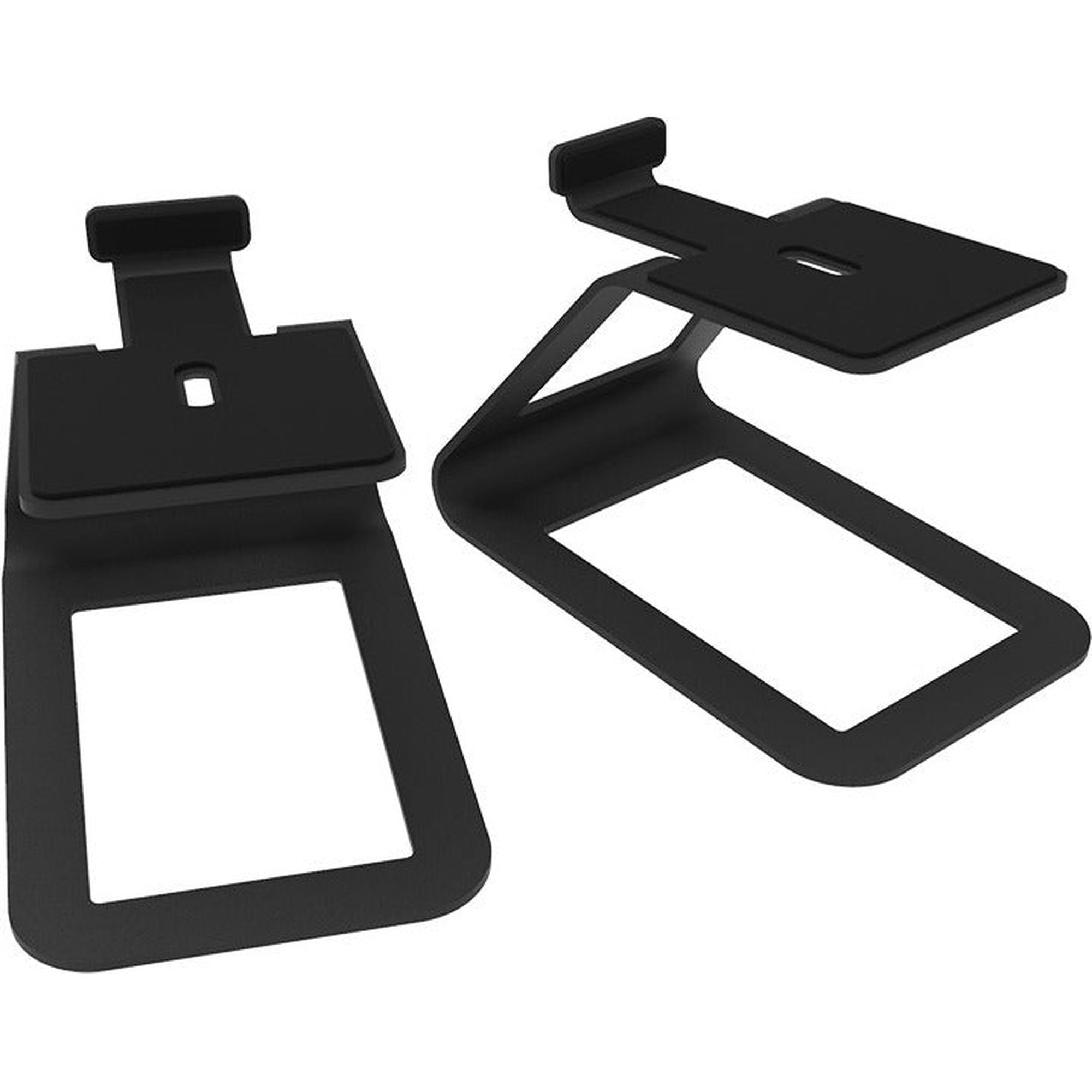 Kanto Audio SE4 speaker stands with sleek black metal design, adjustable height, and cable management for optimal audio setup.