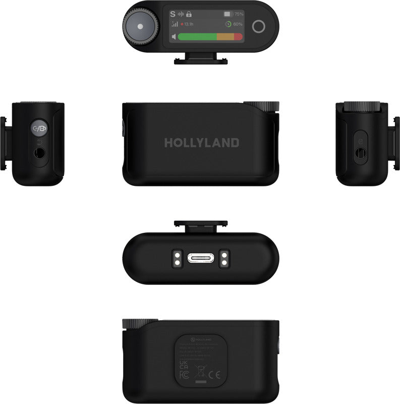 Hollyland Lark Max 2 Creator Wireless Microphone System with two transmitters and a receiver, ideal for content creators.