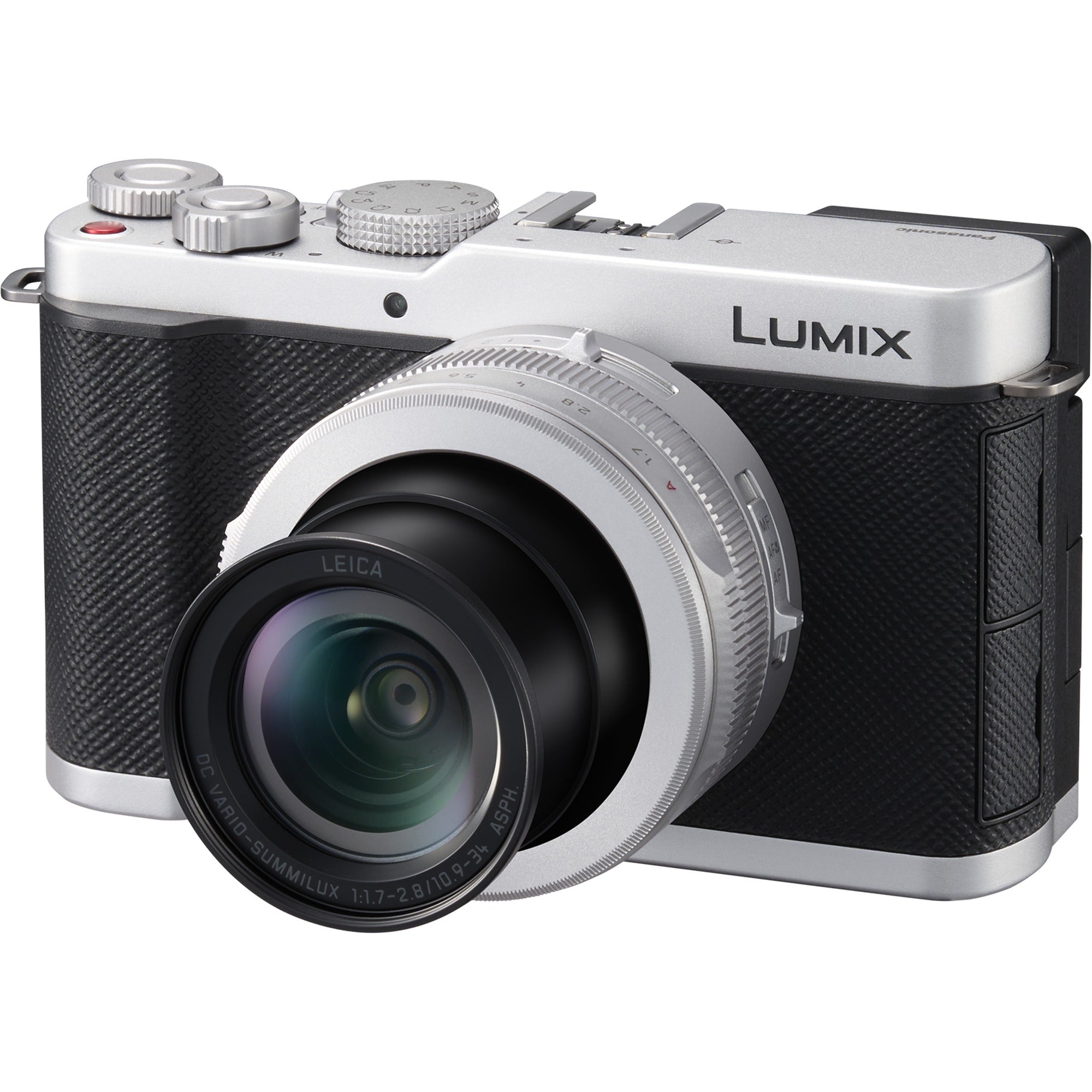 Panasonic Lumix L10 video camera showing the back view with LCD screen and control buttons.