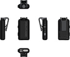 Hollyland Lark Max 2 Creator Wireless Microphone System for four people, with microphone transmitters and receiver units.