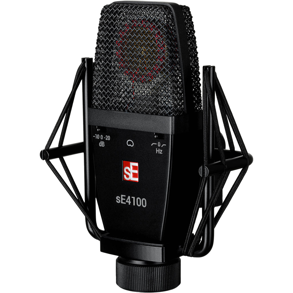 sE Electronics sE4100 condenser microphone with black body and grille, designed for studio recording and professional audio.