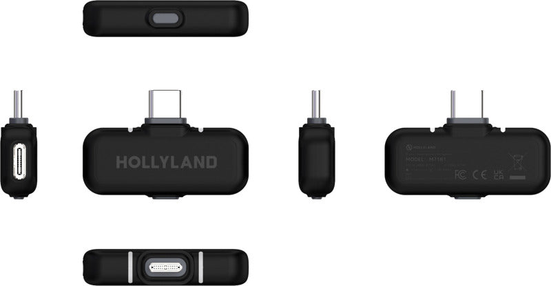 Hollyland Lark Max 2 Solo creator wireless microphone system with compact transmitter and receiver in black.