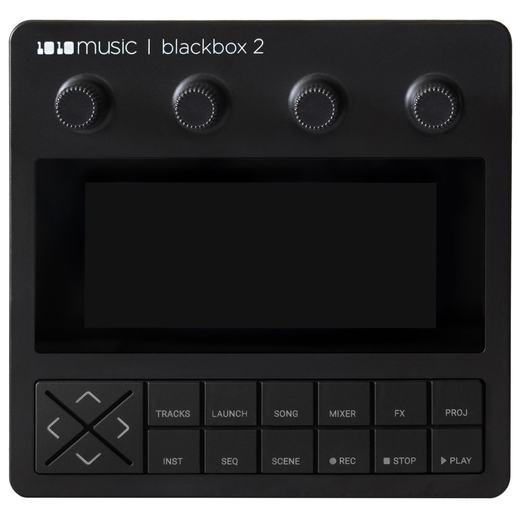 Blackbox 2 drum machine and sampler from 1010music, featuring compact design and control knobs for music production.