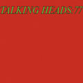 Black vinyl LP of Talking Heads: 77 album by Rhino Records, featuring the band’s iconic album cover art.