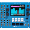 Bluebox Eurorack modular synthesizer by 1010music with knobs, jacks, and LED displays in a compact, blue metal case.