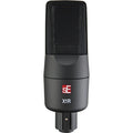 sE Electronics X1 R ribbon microphone mounted on a stand with a black windscreen, ready for professional recording.