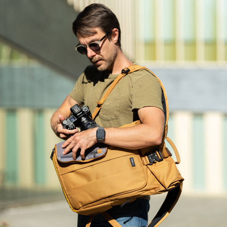 Think Tank FocusPoint RollTop video equipment bag with adjustable strap and durable fabric, designed for portable gear storage.