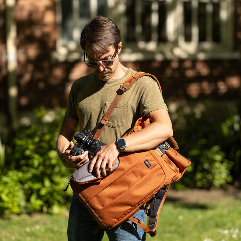 Think Tank FocusPoint RollTop video equipment bag with adjustable strap and durable roll-top closure, designed for professional gear storage.