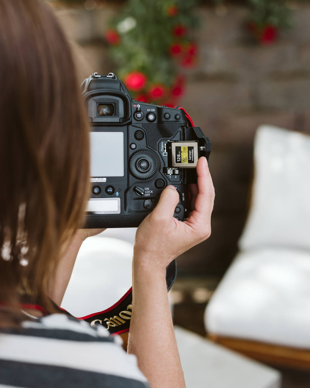 Lexar CFexpress Pro Gold memory card with R1750/W1500 speed ratings, designed for high-performance camera and video storage.