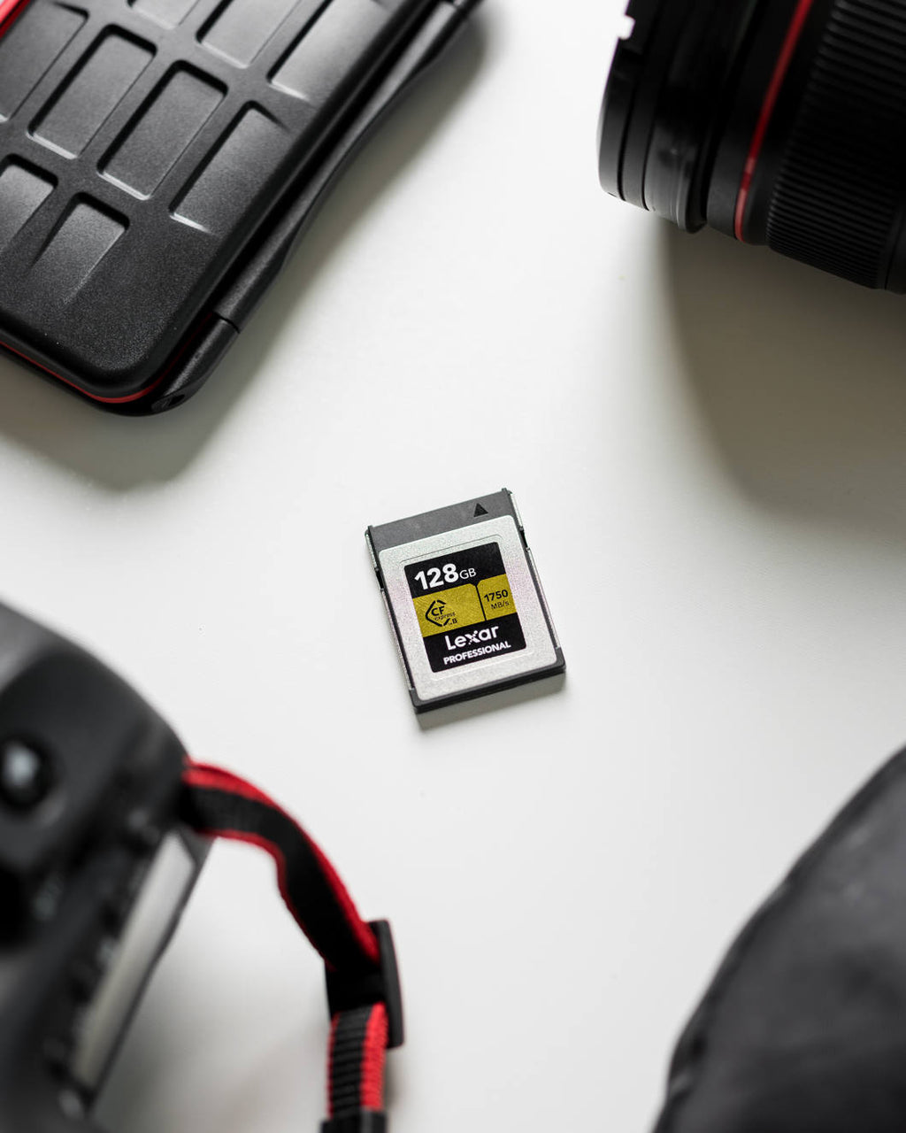 Lexar CFexpress Pro Gold memory card with R1750/W1500 speed ratings, designed for high-performance camera and video equipment