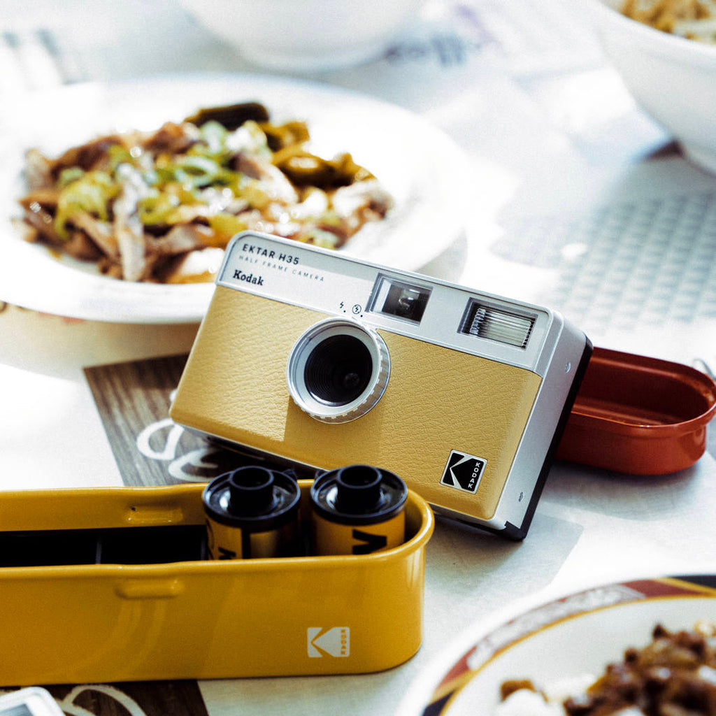 Kodak EKTAR H35 half-frame compact instant camera with vintage design and lens, ready for instant photography.