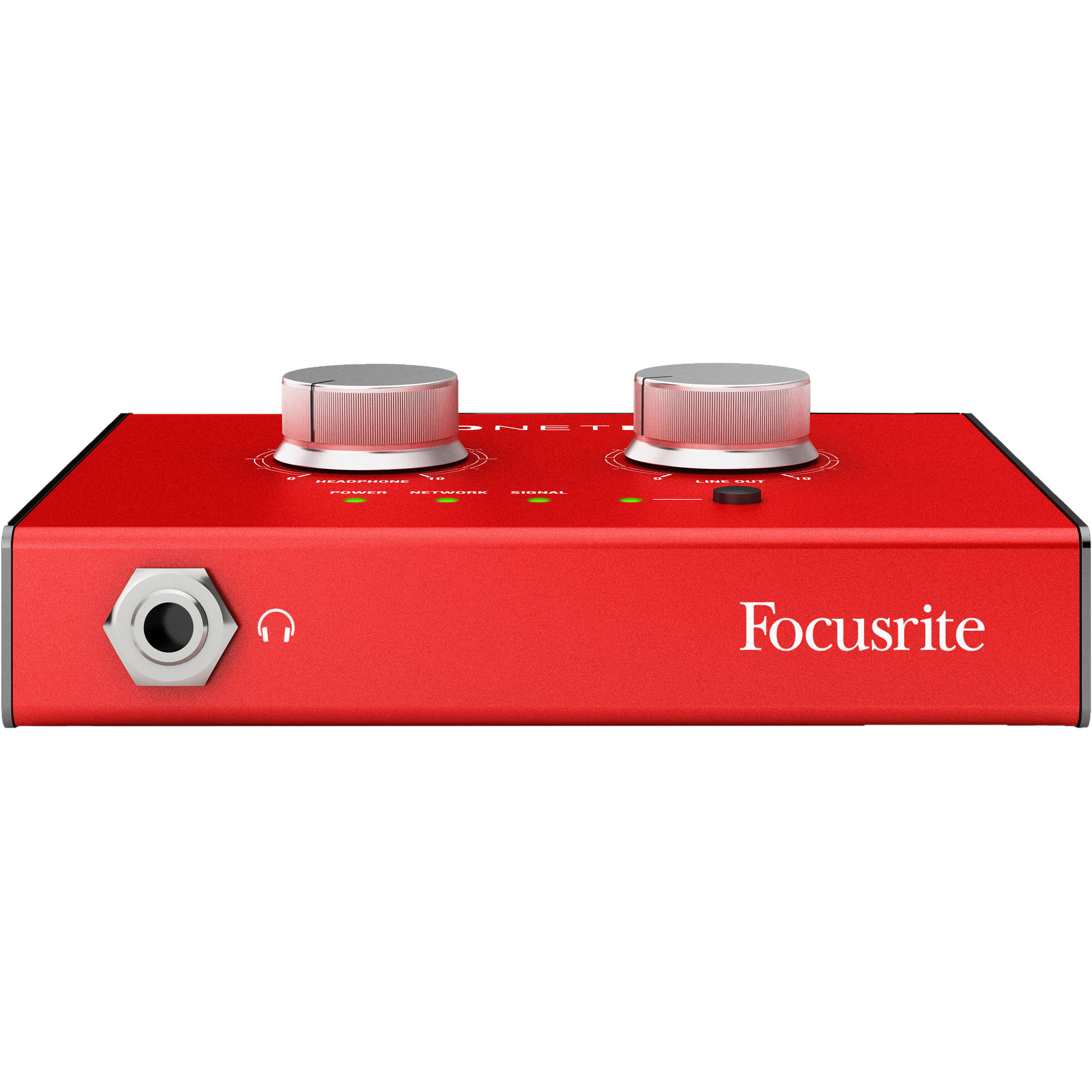 Focusrite RedNet AM2 studio monitor controller with sleek black design and multiple input/output ports for professional audio management.