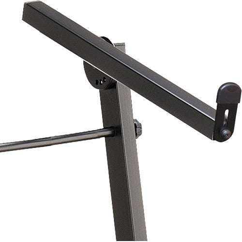 Hercules Stands KS410B keyboard stand holding a digital piano, adjustable height and sturdy metal construction.