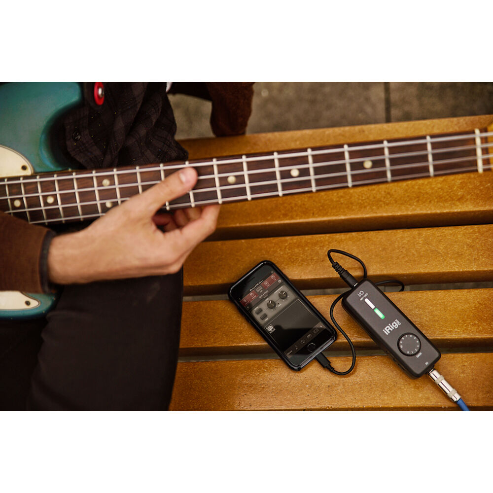 IK Multimedia iRig Pro I/O audio interface with microphone and instrument inputs, compact and portable for music recording.