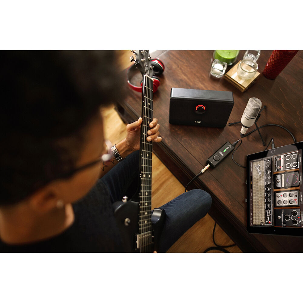 IK Multimedia iRig Pro I/O audio interface with input jacks and controls for mobile recording and music production.