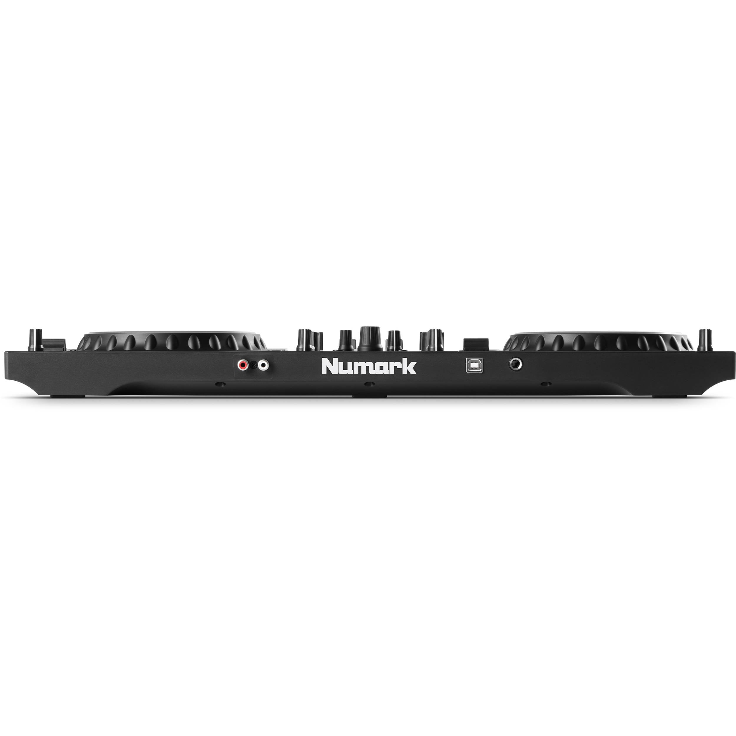 Numark Mixtrack Platinum FX DJ controller with jog wheels, faders, and control knobs for digital DJing and mixing.