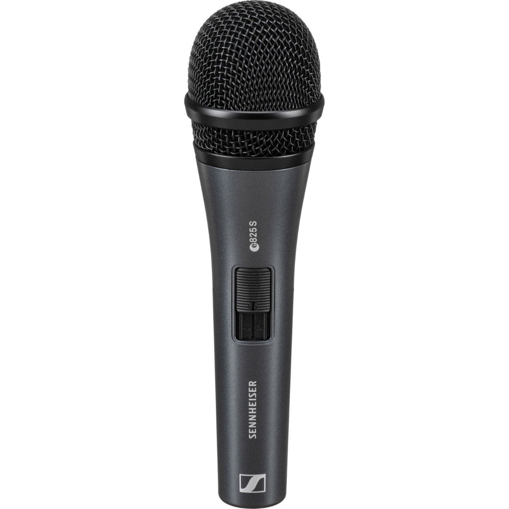Sennheiser E 825-S dynamic microphone with metal grille and black body, ideal for live vocal performances