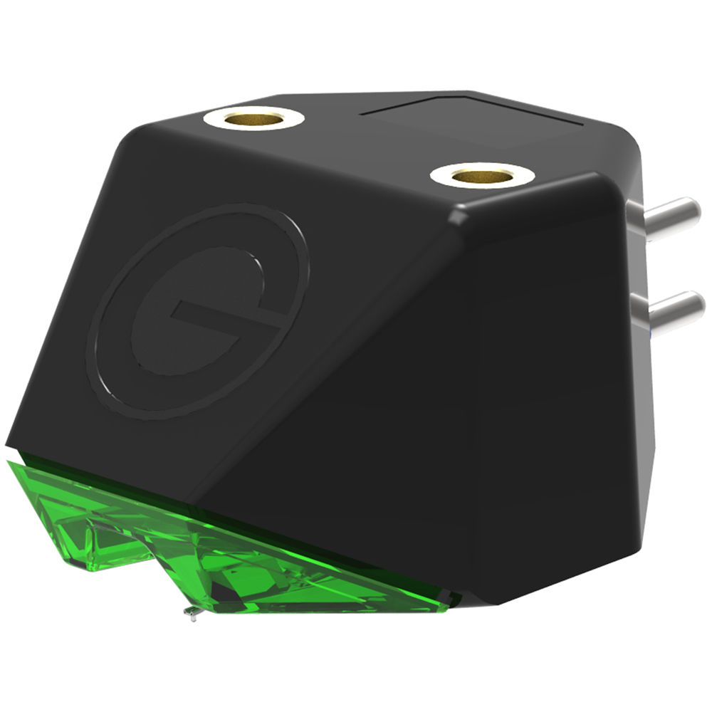 Goldring E2 turntable cartridge with sleek design and stylus, suitable for high-quality vinyl playback.
