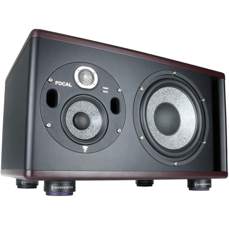 IsoAcoustics ISO-Puck 76 studio monitor stand isolator on a flat surface, designed to improve speaker sound quality.