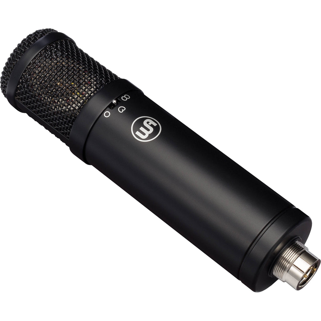 Warm Audio WA-47jr condenser microphone shown with grille and body, ideal for studio recording and vocals.