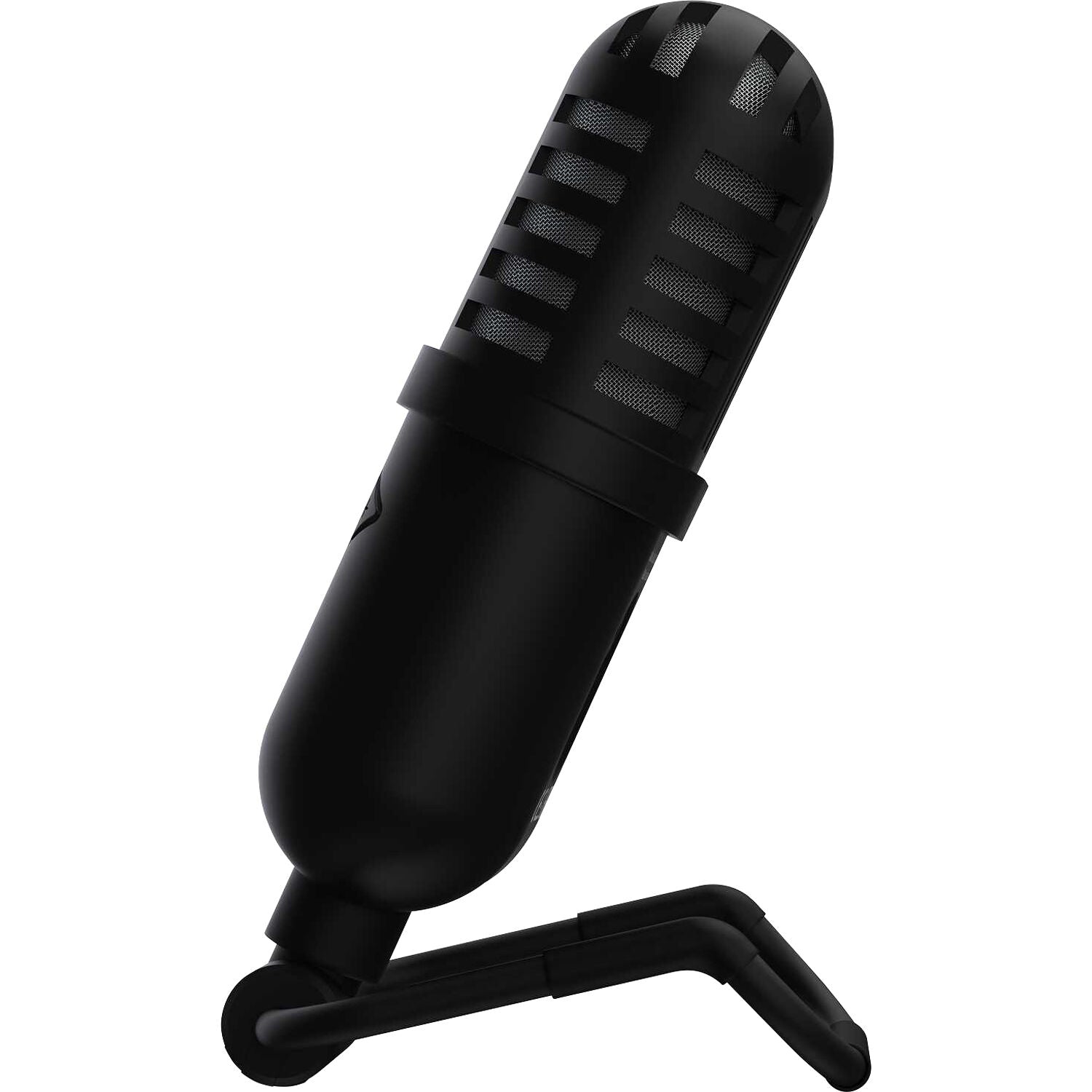 Reloop sPodcaster Go USB microphone with adjustable stand and built-in controls, ideal for podcasting and streaming.