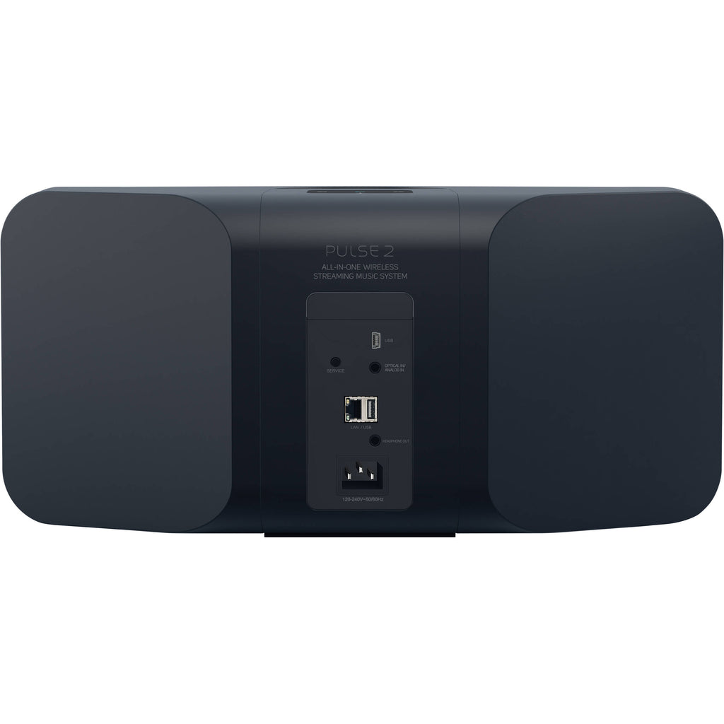 Bluesound Pulse 2i wireless speaker with sleek black design, featuring control buttons and a compact, modern look.