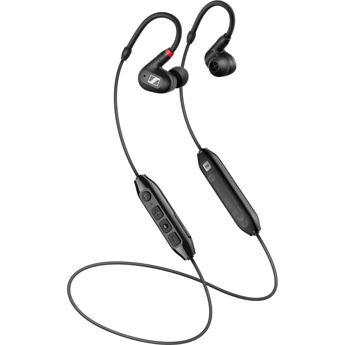 Sennheiser IE 100 Pro Wireless in-ear headphones with sleek design and wireless connectivity, shown on a plain background.