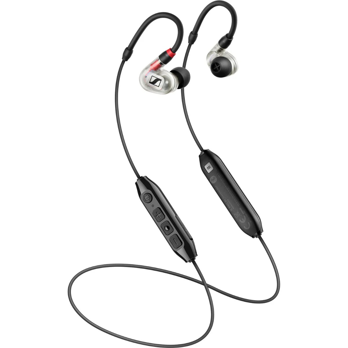 Sennheiser IE 100 Pro wireless in-ear headphones with sleek black design and inline remote for professional audio use