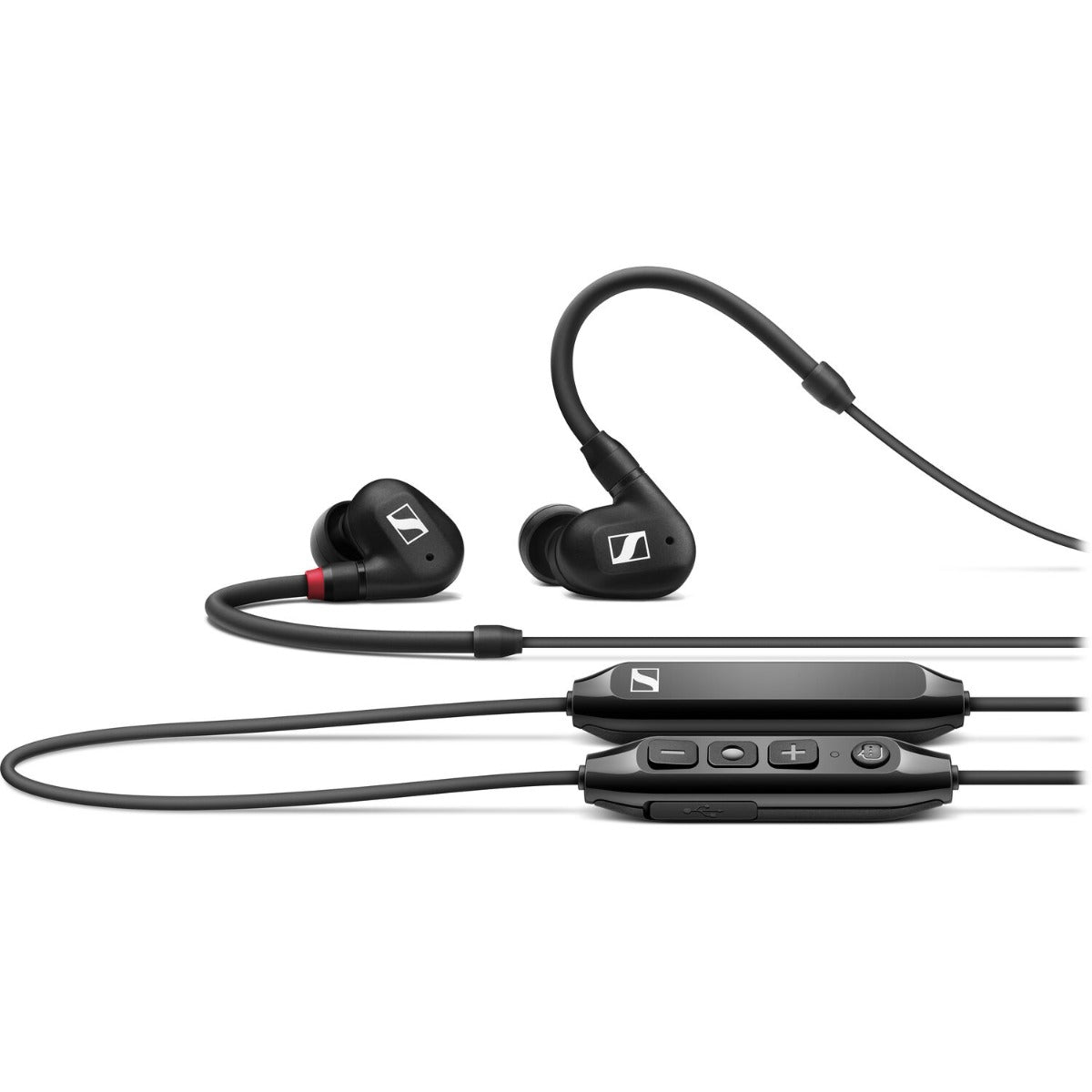 Sennheiser IE 100 Pro wireless in-ear headphones with sleek black design and compact ear tips for professional audio listening