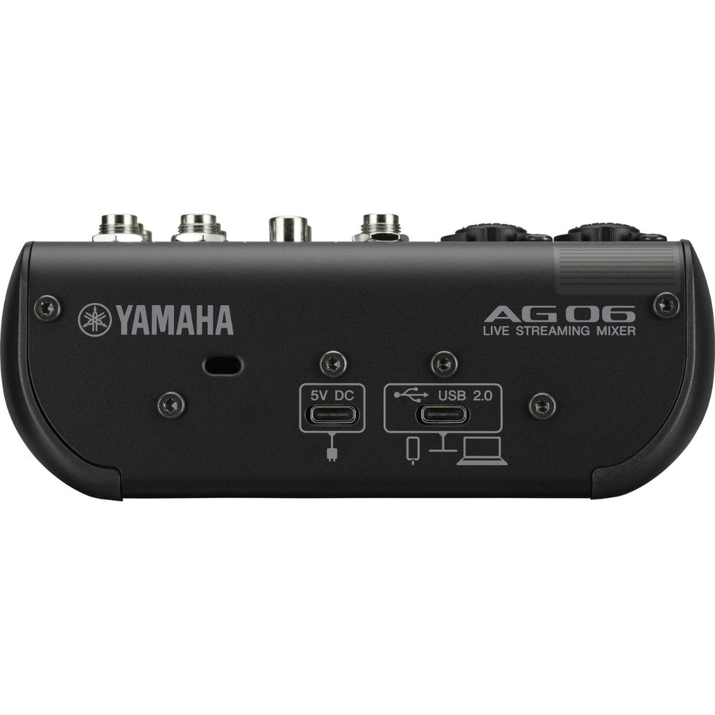 Yamaha AG06 MK2 digital mixer with multiple input channels and intuitive control layout for live sound and recording.