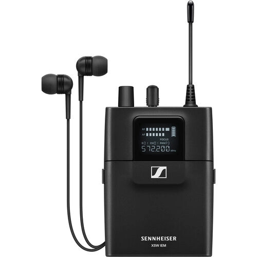 Sennheiser XSW IEM Set wireless microphone system with transmitter and receiver in black, compact design, for live performances