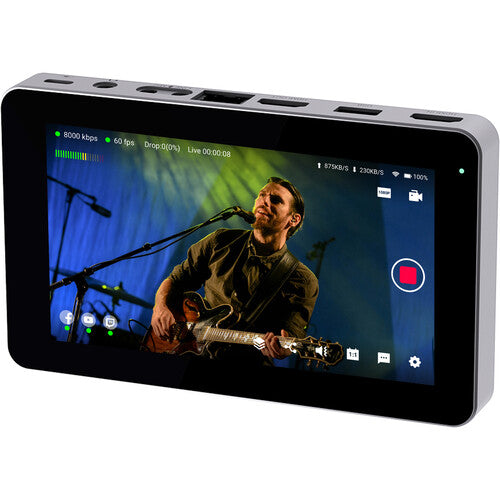 YoloLiv YoloBox Mini video monitor with touchscreen display and compact design for live streaming and video production.
