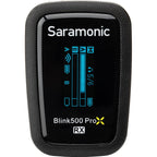 Saramonic Blink500 ProX B2 creator wireless microphone system with two transmitters and a receiver for professional audio.