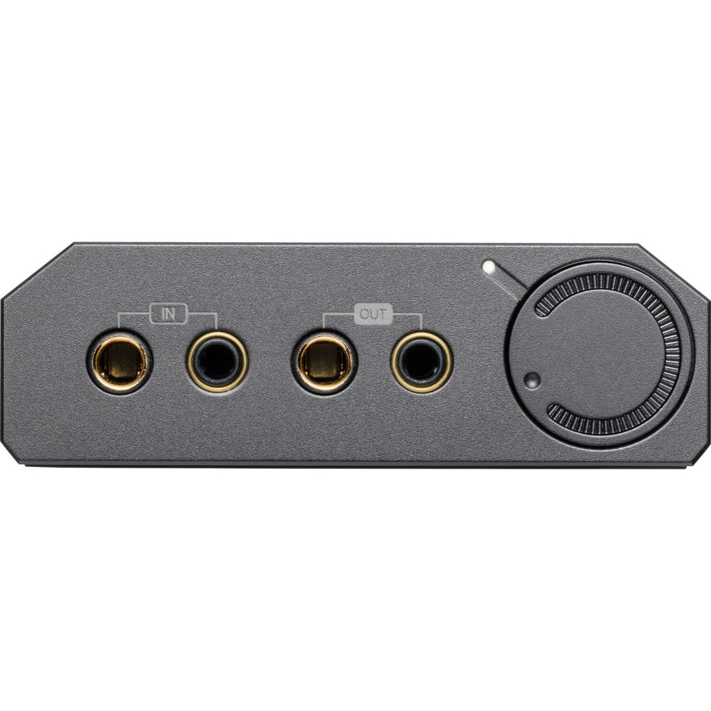 Astell&Kern AK PA10 portable headphone amplifier with sleek black design and multiple connection ports.