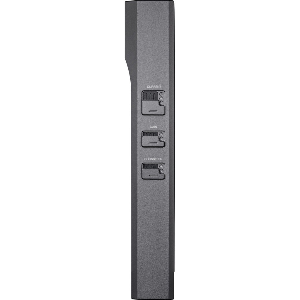 Astell&Kern AK PA10 portable headphone amplifier with sleek black design and control knobs, connected to headphones.