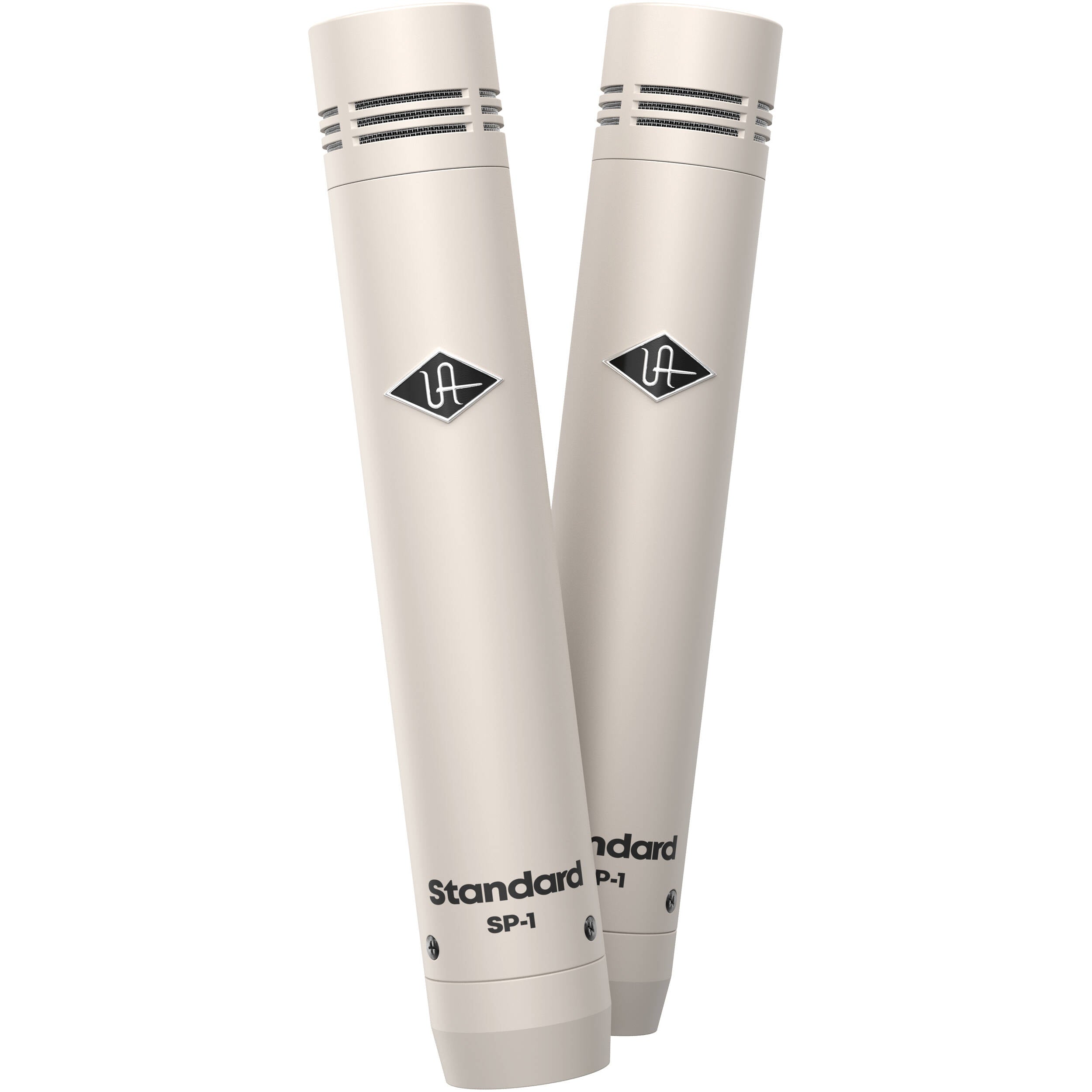 Universal Audio SP-1 condenser microphone with metal body and adjustable stand mount, ideal for studio recording.
