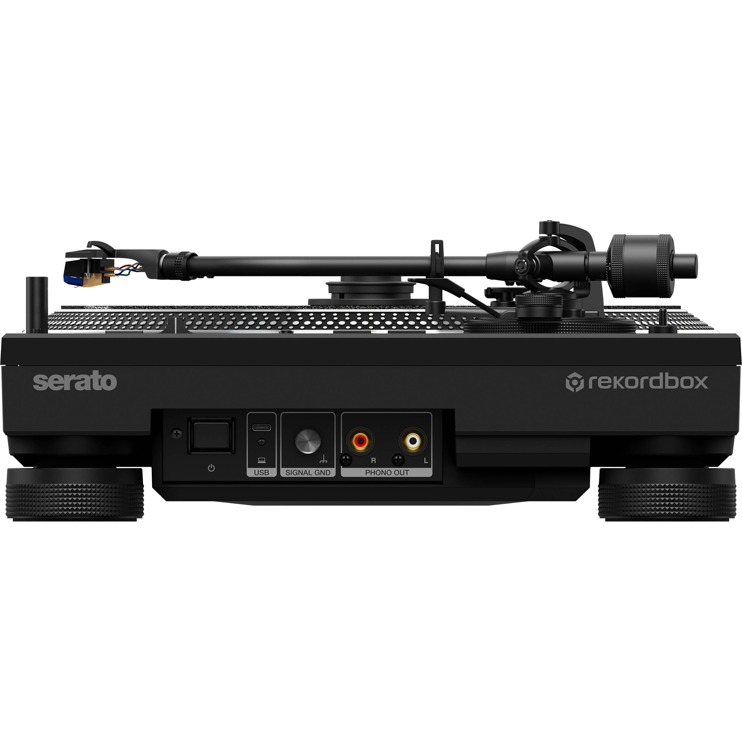 Pioneer DJ PLX-CRSS12 DJ turntable with sleek black design and control knobs, used for professional audio mixing.