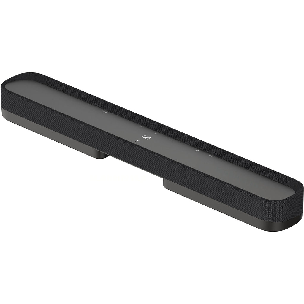 Sennheiser Ambeo Soundbar Mini for TV, sleek black soundbar with multiple speaker drivers and modern design.