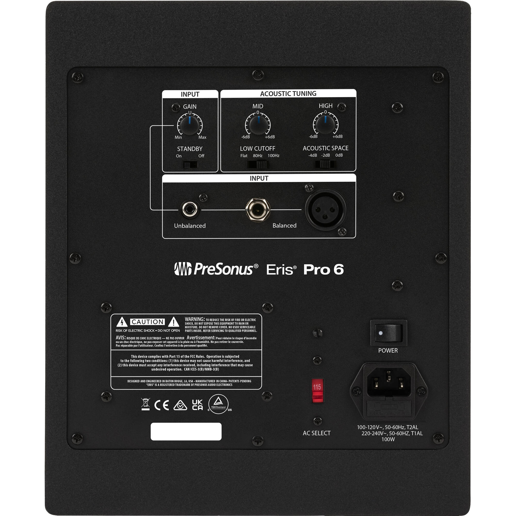 Presonus Eris Pro 6 active nearfield monitors with black enclosure and front-facing controls for professional audio setup.