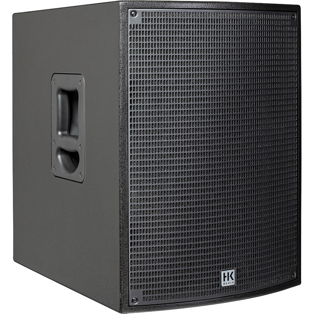 HK Audio SONAR 115 Sub D active subwoofer with large speaker driver and control panel, designed for professional audio setups.