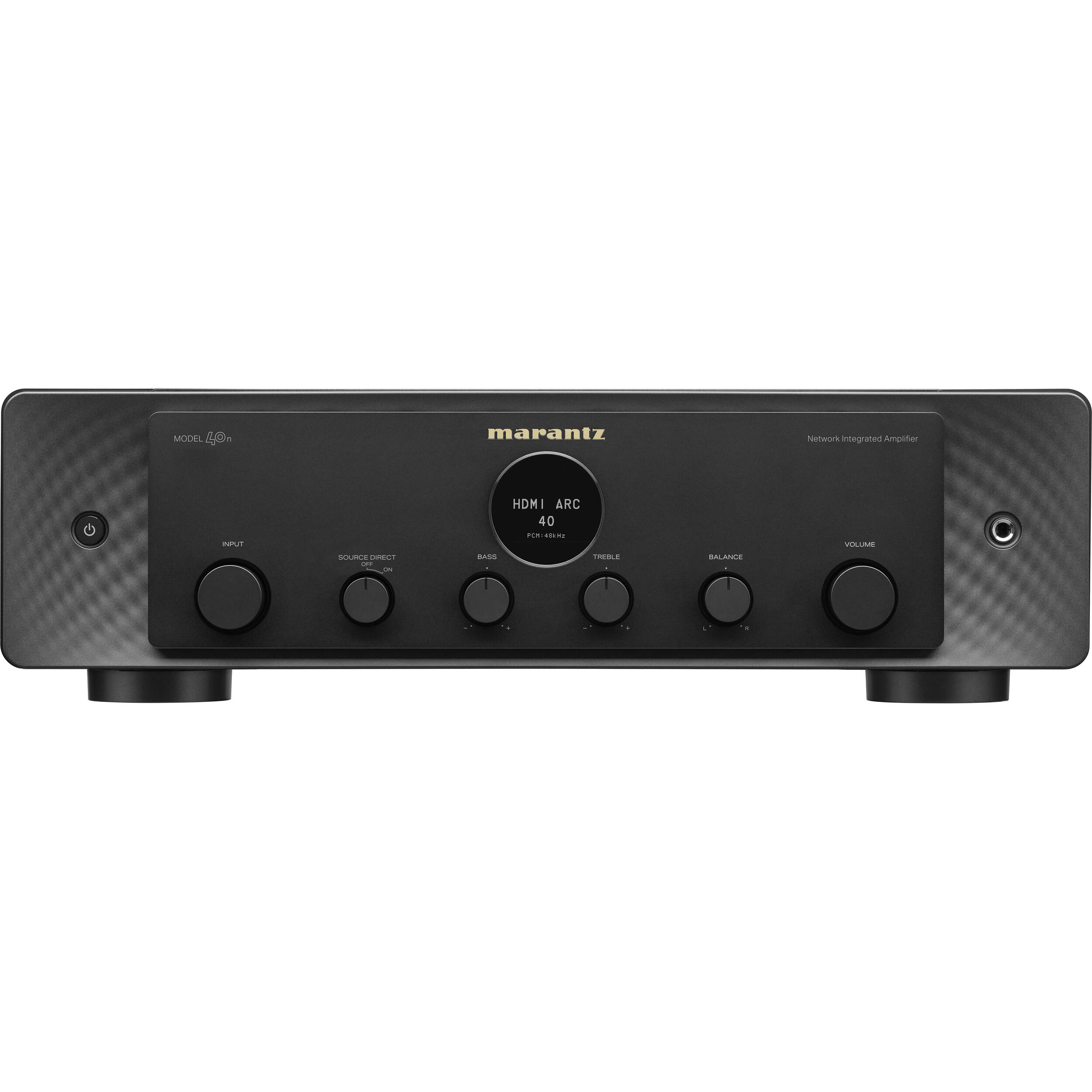 Marantz MODEL 40n stereo amplifier with sleek black finish and control knobs visible on the front panel.