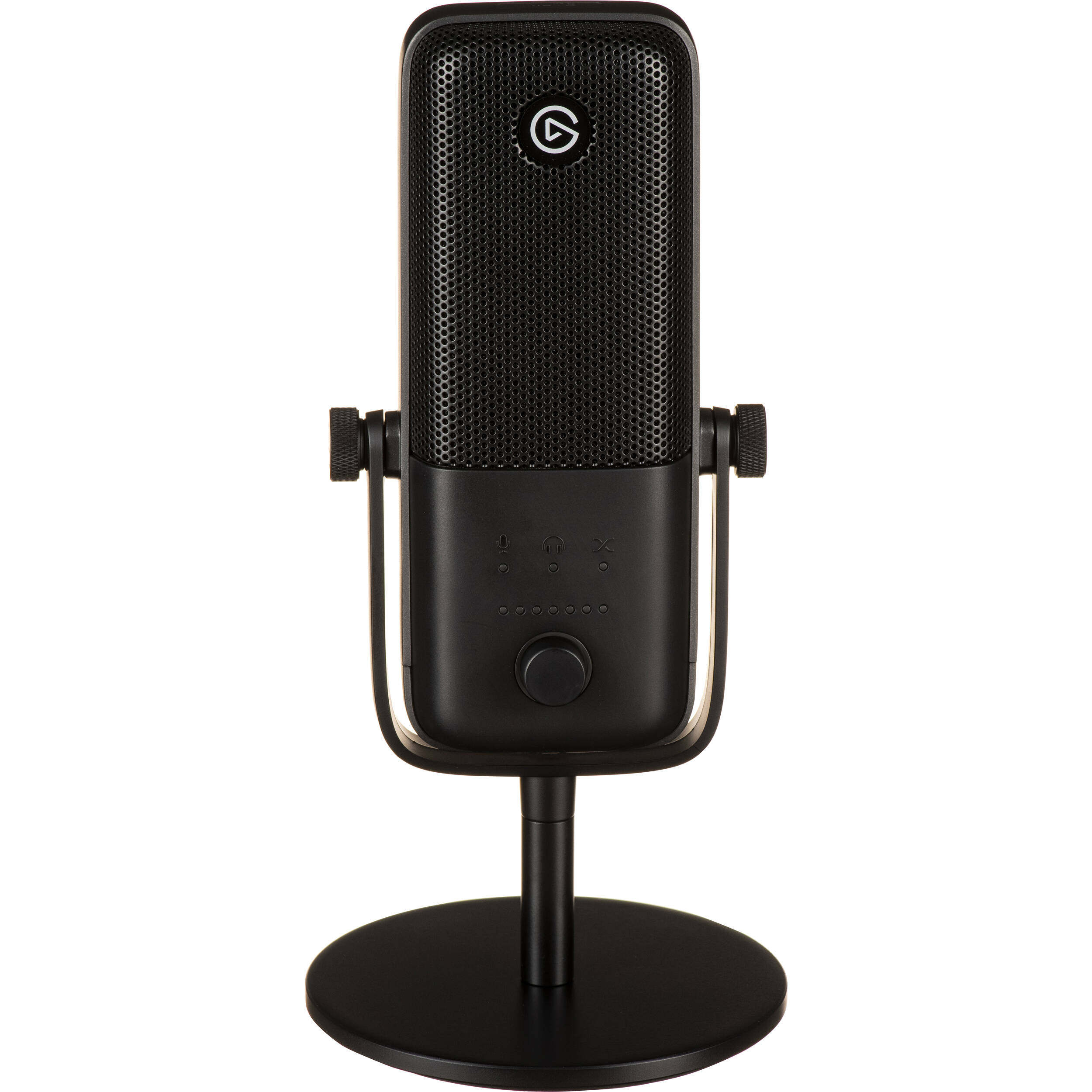 Elgato Wave:3 USB microphone with sleek black design and adjustable stand, ideal for streaming and recording audio.