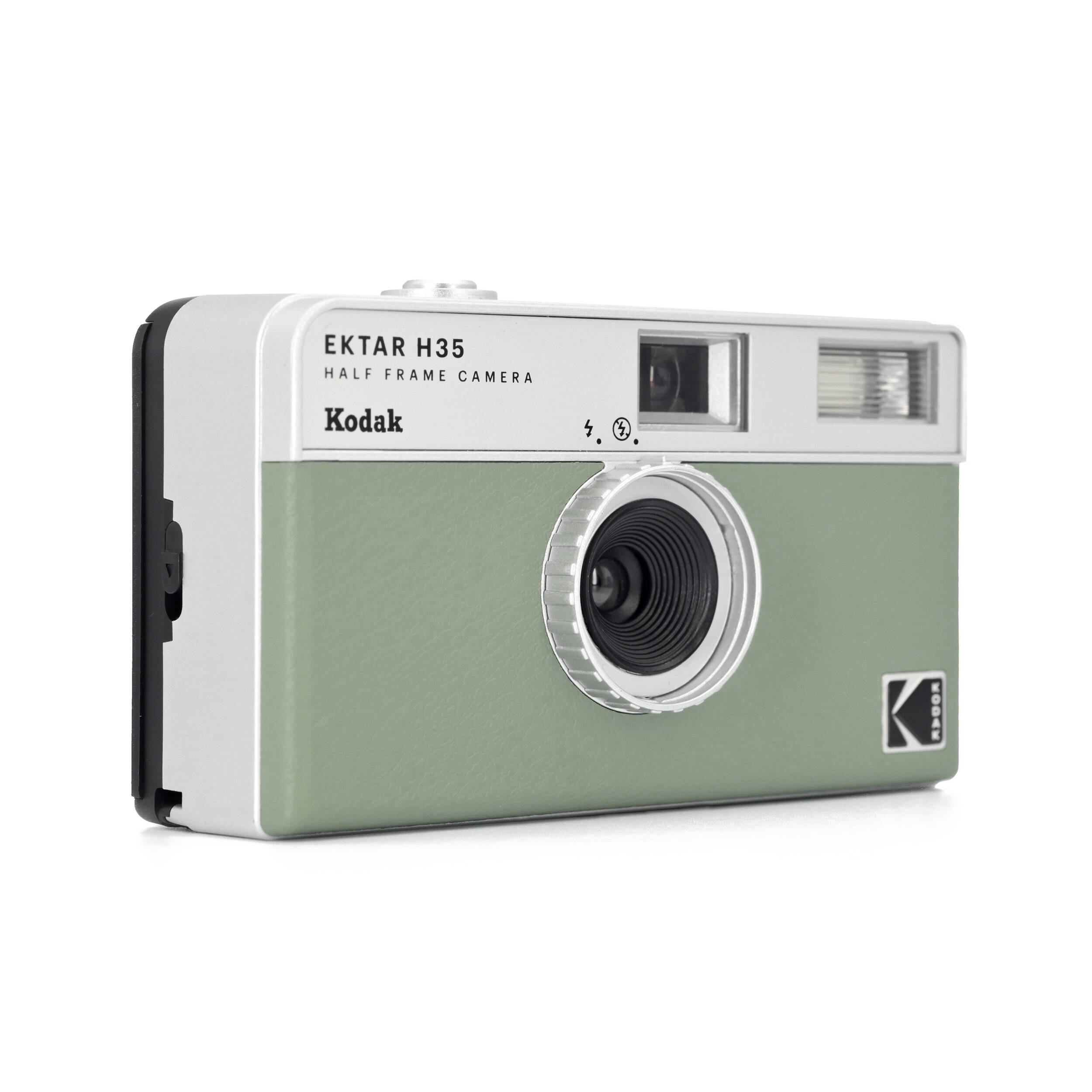 Kodak EKTAR H35 Half Frame Camera, compact instant camera with vintage design and black body, ready for instant photography.