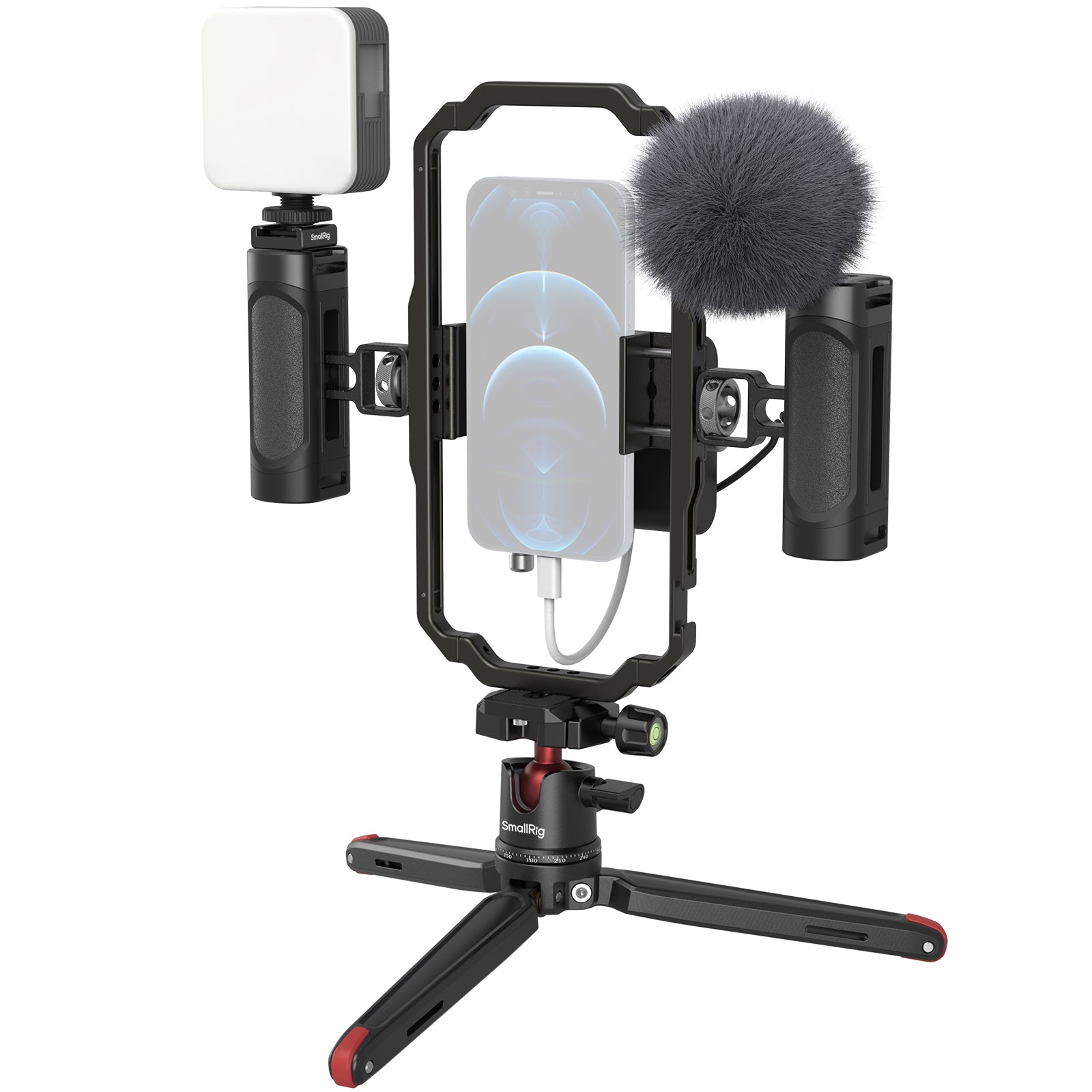 SmallRig all-in-one smartphone video kit with tripod, support rig, and accessories for vlogging and mobile filming.