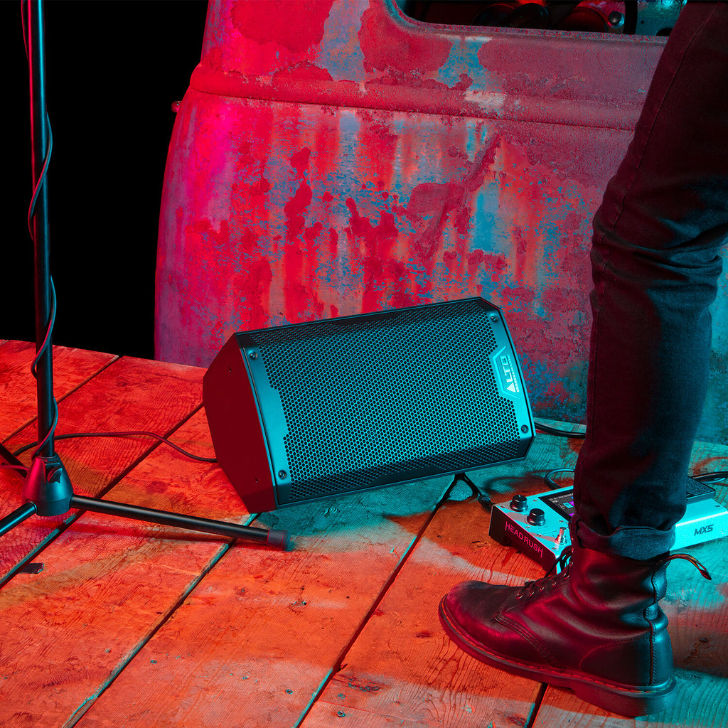 Alto Professional TS408 PA speaker with black enclosure, front grille, and control panel, designed for live sound applications.