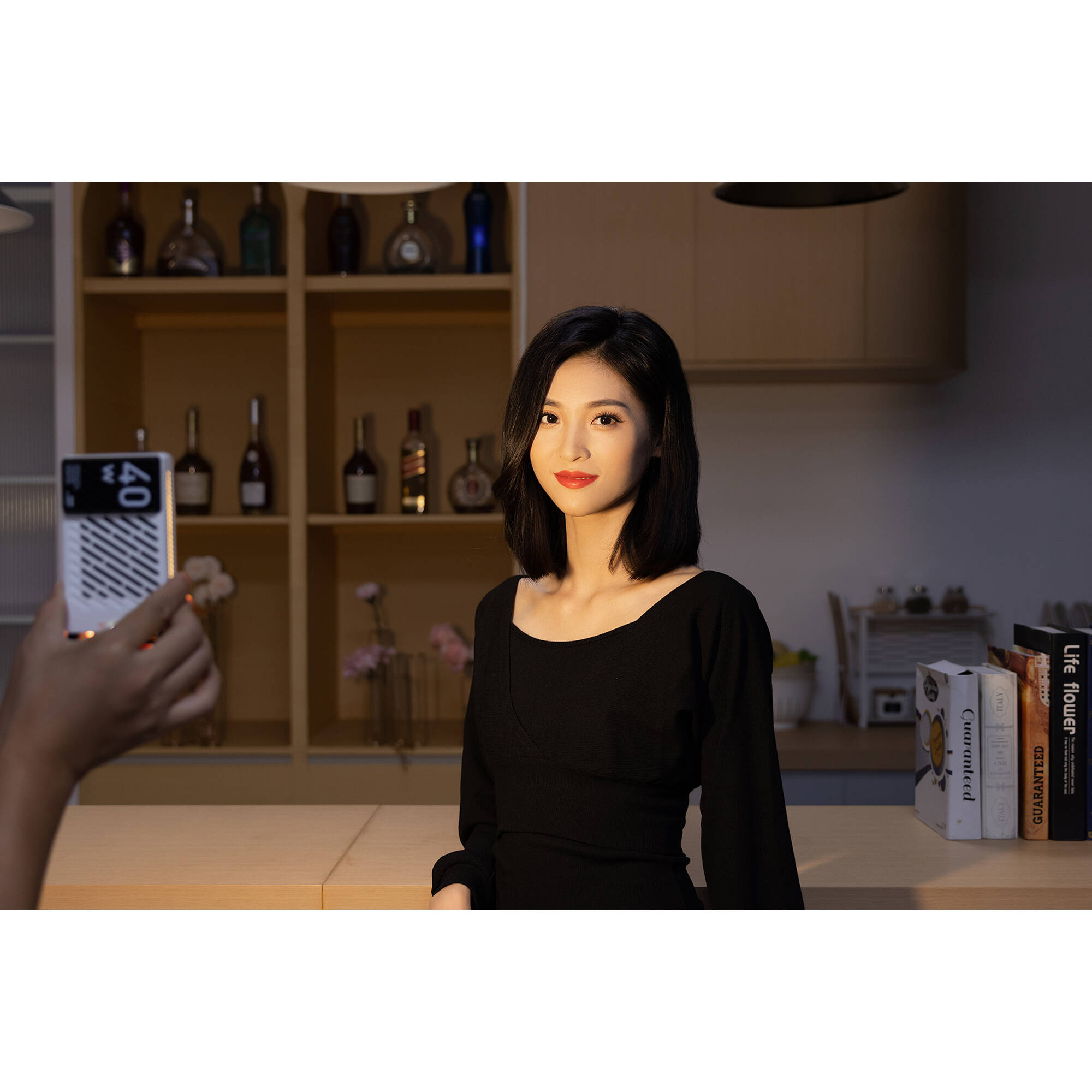 Zhiyun Fiveray M40 bi-color LED light panel showing adjustable brightness and color temperature controls.