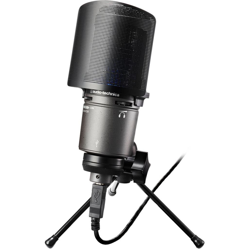 Audio Technica AT8175 microphone pop filter with mesh screen to reduce plosive sounds and improve vocal clarity.